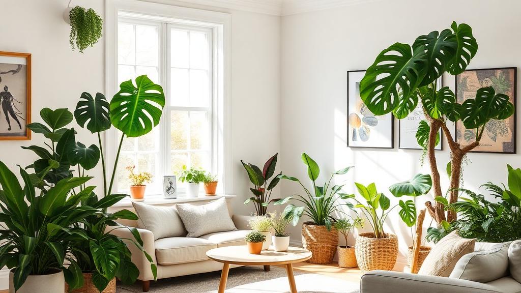 Plantes vertes d'intérieur devant une fenêtre lumineuse en hiver
