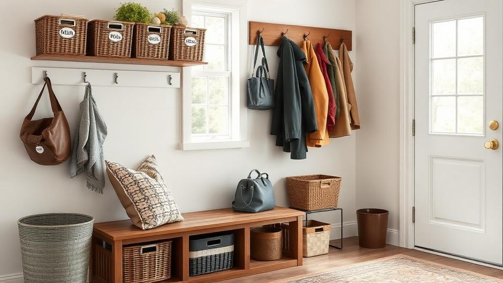 Petit appartement lumineux avec étagères murales et rangements astucieux